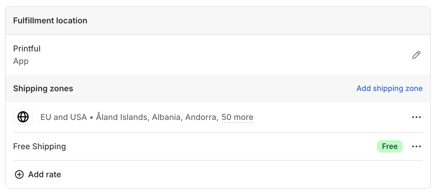 Setting up customer shipping in Shopify.