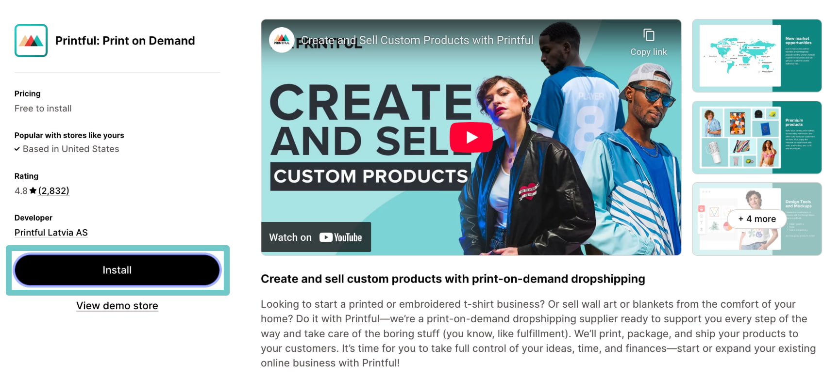 Printful app in Shopify